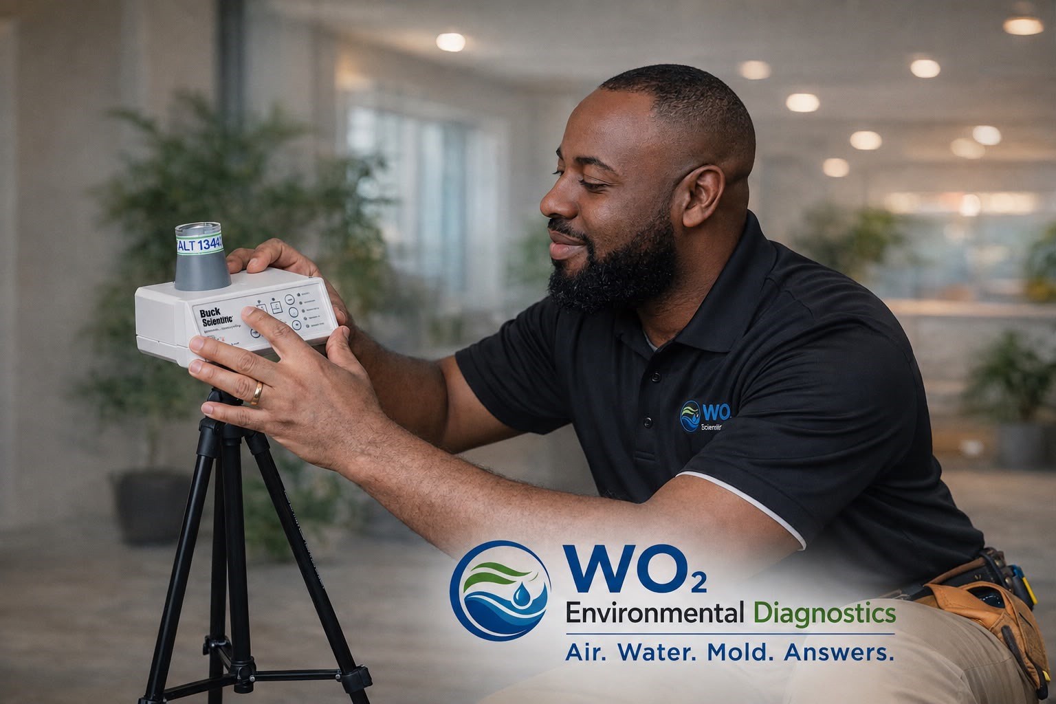 WO₂ inspector conducting an on-site environmental assessment